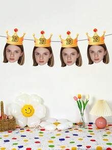 LICVIC 定制照片和年龄生日装饰，个性化生日帽装饰，定制生日快乐横幅，可定制图片横幅拉旗，生日礼物，派对旗帜，周年纪念，毕业庆祝，各种派对，男士，女士，朋友，客厅，卧室，装饰 - 風格A - 查看 8