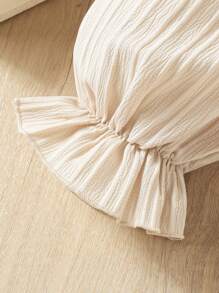 Girls' Casual Elegant Vintage Square Neck Puff Sleeve Floral Print A-Line Dress, Spring/Autumn