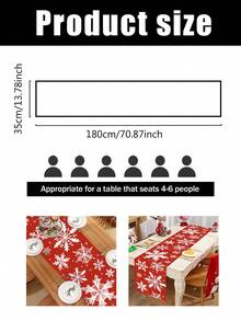 1 Stück 35 x 180 cm/13,78 x 70,87 Zoll Weihnachtstischläufer, Schneeflocken- und rotes Muster, empfohlenes Weihnachtsgeschenk, geeignet für Familientreffen, Partytischdekoration, amerikanisches Weihnachtstextil, anwendbar als Weihnachtsgeschenk und Feiertagsdekoration - Verschiedenfarbig - Übersicht 12