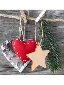 10pcs Natural Wooden Star Shaped Decorative Hanging Ornaments, Blank Wooden Stars For DIY Crafts, Christmas Tree Ornaments, Home Decor, Suitable For Halloween, Home Decoration, Parties, Holidays, Birthday Gifts, DIY