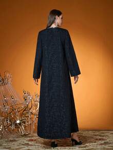 Elegante, Nova Chegada, Senhora, Tecido, Tecido Floral, Cores Contrastantes, Plissado, Técnica de Bordado com Miçangas, Burca Árabe