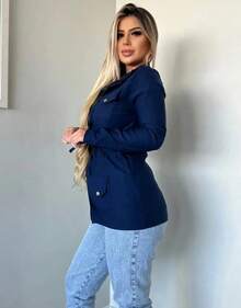 Women's Parka (Overcoat) Bengaline - Navy Blue - View 2