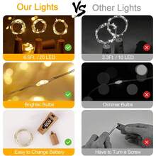 10入瓶塞式紅酒瓶燈，2M 20LED電池供電仙女燈，銀色銅線迷你串燈，適用於梅森罐、派對、婚禮、聖誕節、酒吧裝飾的婚禮派對裝飾燈 - 暖光 - 查看 3