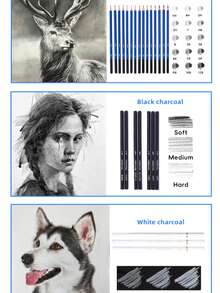 76 件套绘画套装素描套装、彩色铅笔、专业美术用品（含彩色素描本、水彩、2D 平面），非常适合房间装饰、返校季学校用品、学生文具、学习礼物 - 彩色 - 查看 8