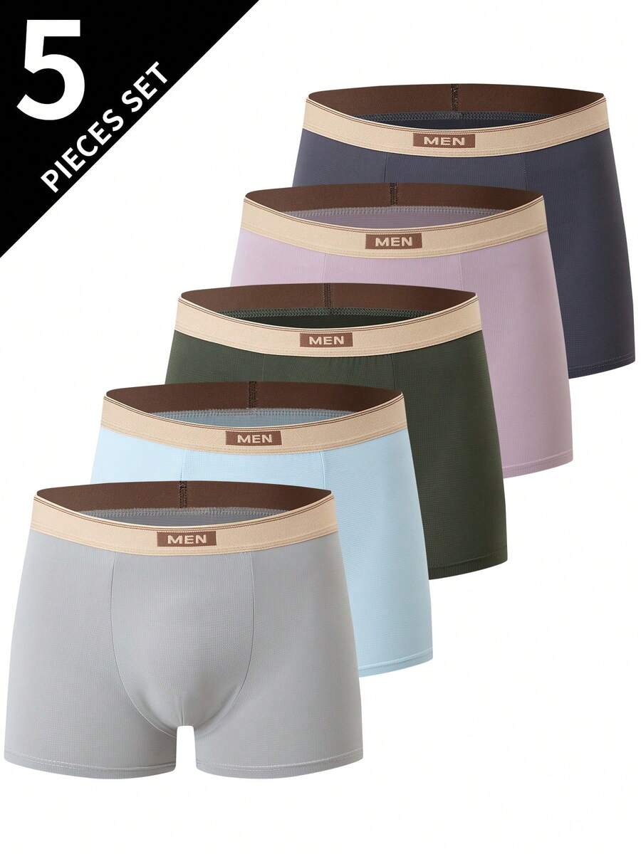 5 件/包青少年男童平角内裤，中腰平角裤，适合 12-18 岁男孩