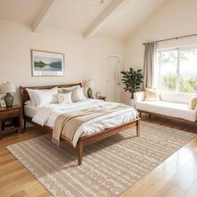 5x8 Washable Area Rug With Non-Slip Backing, Soft Low Pile Indoor Floor Carpet, Neutral Light Brown, Boho Moroccan Style Living Room, Bedroom, Dining Room - Coffee - 查看 8