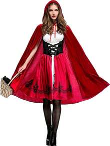 1 件小红帽披肩 - 亮红色涤纶派对披肩，35.43 英寸 - 非常适合万圣节、圣诞节、复活节、情人节等。多功能节日角色扮演披肩，万圣节女巫连帽披肩 - 彩色 - 查看 1