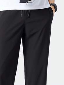 CAMEL CROWN Men's Cool Ice Silk Pants Elastic Breathable Loose Anti-Wrinkle Casual Sports Pants - Black - View 3