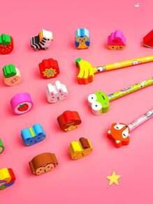 48pcs Cartoon HB Pencils With Cute Erasers, Back To School Supplies Set, Includes Randomly Mixed Cartoon Pencils With Adorable Erasers, Suitable As Back To School Gifts, Back To School Supplies (12pcs/24pcs/48pcs)