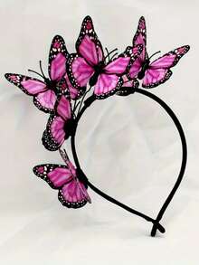 1 szt. modna opaska na głowę z motylem dla kobiet – idealna na Halloween i wieczory panieńskie, urocze plastikowe akcesoria do włosów, elegancka plastikowa opaska na głowę z motylem dla kobiet | opaska z nadrukiem motyla w tonacji tonalnej | elegancki dodatek z popularnymi elementami motyla | opaska bez piór, akcesoria do włosów na imprezę halloweenową, opaska na głowę z koroną na przyjęcie herbaciane