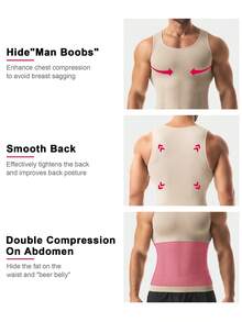 Men's Slimming Vest Tummy Control Shapewear Tank Top Chest Compression Shirt Body Shaper Gynecomastia Undershirts Belly Abdomen Underwear Gym Workout - Màu Khaki - Xem 4