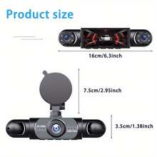 1pc 360° 4-Channel Car Dash Cam - Front 1080P & Rear/Left/Right 720P, 3.16" IPS Display, Night Vision, 24H Parking Mode (G-Sensor/Motion Detection),  Music Player, Supports 64GB Card (32GB Included) - 四路顯示 - 查看 10