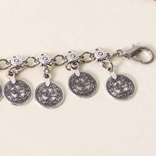 1 件女士金属腰链，装饰腰带适合连衣裙、裙子、肚皮舞，百搭银色秋季、秋季、万圣节