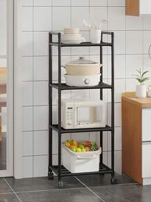 1 pieza Estantería de almacenamiento multiusos, móvil con barandilla, adecuada para cocina, baño, sala de estar, dormitorio, estudio, oficina, regalo de vacaciones, regalo de Navidad, regalo para niños, mejora del espacio, accesorios de baño, decoración de habitación - Multicolor - Ver 12