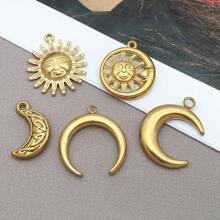 2 件时尚金色不锈钢天体太阳月亮饰品金属太阳吊坠适用于 DIY 珠宝耳环手链项链工艺钥匙扣配件 - 金色 - 查看 5