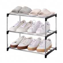 3 Tier Shoe Rack Easy Assembly Shoe Shelf Storage Organizer For Hallway Entryway - Black - View 3