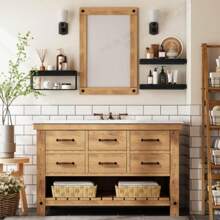 3 piezas Estantería de baño montada en la pared - Organizador de inodoro, Estantería de almacenamiento de papel higiénico de estilo rústico de varios niveles, Estantería de baño resistente al agua con estantes flotantes