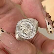 1 pièce Bague antique brossée avec strass œuf de pigeon exquis