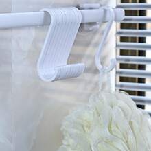 wuyun 1pc No Drill Towel Rack, Wall Mounted Shoe Rack, Single Bar Storage Rack, Towel Storage Rack, Shoe Storage Rack, Simple Towel Bar, Plastic Towel Rack, Single Bar Towel Bar - White - View 4