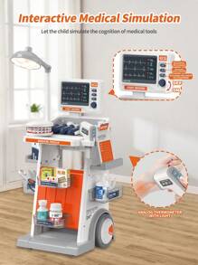 儿童医生和护士角色扮演玩具套装，医生和护士服装，牙科医疗车，牙套，听诊器，体温枪，心电图监测仪，医疗工具，迷你套件，男孩和女孩学习医学知识，克服心理恐惧，模拟场景玩具，教育医生和护士游戏玩具，课堂娱乐，生日礼物 - 彩色 - 查看 3