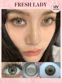 FRESH LADY 1副自然绿色眼部颜色软性隐形眼镜 X-Green Flare 14.00mm 日抛型美瞳，年抛型 - 綠色 - 查看 4