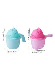 1个卡通洗发杯 婴儿淋浴喷头冲洗杯 儿童洗澡洗头助手 防止孩子害怕洗头 可爱洗发杯也可用作牙刷杯（款式随机）