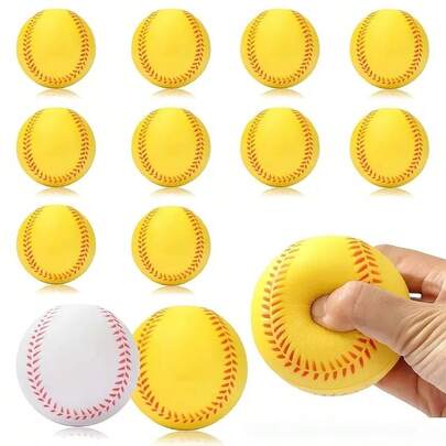 12pcs PU Foam Baseballs And Softballs, Suitable For Batting, Pitching, Throwing, Catching, Stress Relief Training Equipment, Also Ideal Gifts For Easter, Christmas, Halloween, New Year