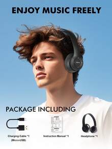 Wireless Headphones, Foldable, Extendable, Affordable Gift For Valentine's Day And Christmas, With Stereo Sound, Bass, MP3 Player, Portable - Black - View 5