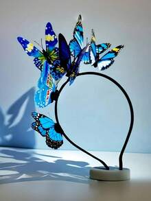 1 szt. modna opaska na głowę z motylem dla kobiet – idealna na Halloween i wieczory panieńskie, urocze plastikowe akcesoria do włosów, elegancka plastikowa opaska na głowę z motylem dla kobiet | opaska z nadrukiem motyla w tonacji tonalnej | elegancki dodatek z popularnymi elementami motyla | opaska bez piór, akcesoria do włosów na imprezę halloweenową, opaska na głowę z koroną na przyjęcie herbaciane