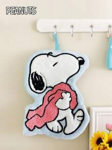 Peanuts 1PC 花生官方授权珊瑚绒毛绒挂式厨房浴室手巾清洁巾精致刺绣亲肤柔软舒适吸水加厚设计