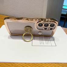 Luxury Electroplated Phone Case With Wave Pattern, Shockproof And Dustproof Design, Compatible With Apple 17 Pro Max, Galaxy S24 Ultra/S24 Plus/S24, S23 Ultra/S23 Plus/S23, S22 Ultra/S22 Plus/S22, S21 Ultra/S21 Plus/S21 FE, S20 Ultra/S20 Plus/S20 FE, OPPO A5x/C1 2 3 4 5 6 7 8 9, OPPO 9 8 7 6 5 4 3 2 1 Waterproof Anti-Fall Scratch Resistant - Gold - View 2