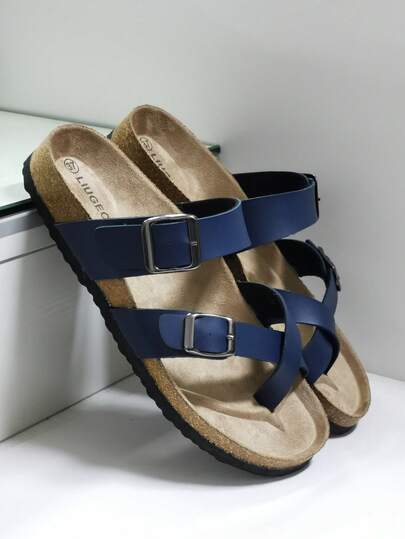 2025 New Crossed Toe Soft Cork Slippers Beach Sandals, Unisex