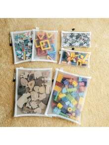 Toy Storage Bag Building Block Puzzle Sub-Package Bag Children Small Particle Zipper Transparent Finishing Storage Box - White - View 3