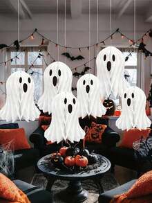 1/2/3pcs Halloween Hanging Decoration, 3 Sizes Of Honeycomb Paper Ghost, Suitable For Halloween Parties, Home And Outdoor Decoration Home Decor Halloween Decor Room Decor - Multicolor - View 4