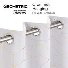 2 Pcs Blackout Curtains For Bedroom & Living Room - Diamond Foil Print, Grommet Top, Thermal Insulated & Room Darkening (Blocks Sun, Saves Energy) - 特白色 - 查看 5