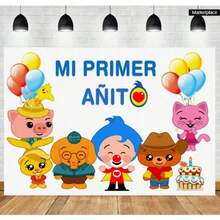 Cartoon Cute Birthday Party Backgrounds Bunting Animals Payaso Plim Plim Theme Photography Backdrops