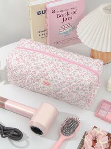 1 pezzo Borsa porta asciugacapelli imbottita con stampa floreale ditsy, design con tasca interna portaoggetti, borsa da viaggio per accessori per capelli (ferro arricciacapelli, asciugacapelli), fermagli per capelli, piastra per capelli, ideale per casa e viaggio, organizer per trucchi, articoli da viaggio essenziali, regali per mamma, insegnanti, damigelle, ottimo regalo per San Valentino e Festa della Mamma