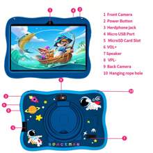 4GB RAM + 64GB Storage 7-Inch Children's Tablet PC / Quad-Core 1.3GHz Processor / Android 13 System, MTK8321 Chip / 1280x800 IPS HD Display / 2MP + 5MP Dual Cameras / 4000mAh Large Battery / Supports WiFi Parental Control And Educational Games / Made Of ABS Plastic + Silicone, BDF T10 Kids Educational Tablet (Includes: Packaging Box / Data Cable / Manual / OTG Adapter / Card Reader)