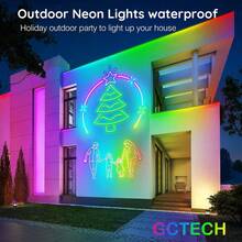 GCTECHING 1 Pc 2M LED RGB Rainbow Neon Light Strip Set USB 24 Key Music Bluetooth TV Background Wall Self-Adhesive Atmosphere Light Strip Suitable For Living Room Bedroom Outdoor Balcony Game Room (Remote Control Without Battery)