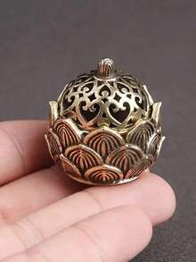 Queimador de incenso de refluxo de peixes - Suporte de incenso de metal com design de lótus de bronze vintage com tampa, suporte portátil para incenso oco para spa, ioga, meditação, decoração de casa, fragrância de ambiente, presentes - Multicolorido - Ver 15