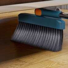 Long Handled Dustpan And Brush Set Strong Metal Handle Dust Pan & Broom Sweeper - Dusty Blue - View 6