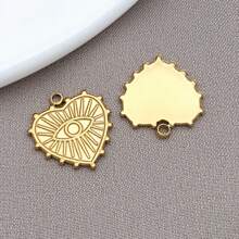 2pcs Stainless Steel Round Celestial Sun Moon Star Pendants Charm Metal Golden Charm Earring Dangle Charm Necklace Charm For DIY Jewelry Bracelet Making - Gold - View 16