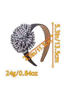 1 件女士格子面料花卉印花雪纺花朵宽头带，时尚甜美优雅百搭田园风格发饰，适合日常、派对、舞会、度假、发带、发箍、发饰 - 彩色 - 查看 2