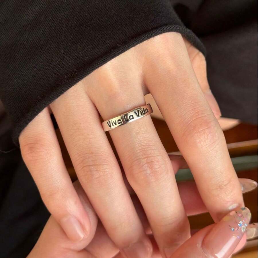 Anillo personalizado minimalista y creativo "Viva La Vida", joya única para mujer, anillo casual y sencillo unisex para uso diario, accesorio de joyería ajustable