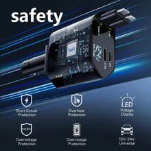 四合一快速车载充电器，配备可扩展 31.5 英寸线缆、USB 和 Type-C 端口 - 兼容 16/15/14/13/12/11 款手机，更多 - 可调节 180° 插头，- 自由设计，非常适合仪表盘安装，车载充电器快速充电，适合日常通勤、长途驾驶、驾驶时充电 汽车配件 车载充电器适配器 - 黑色 - 查看 5