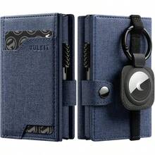 Cartera para AirTag de Hombre, Portatarjetas RFID Antirrobo, Regalo para Hombre, Cartera con Llavero, Cartera Simple para el Día del Padre (Negro) - gris - Ver 12