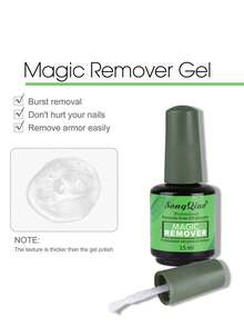 15ml Gel Nail Polish Remover With Double-Sided Cuticle Pusher, Magical Remover Quickly And Easily Removes Gel Nail Polish In 3-5 Minutes, No Foil Soaking Or Wrapping Required