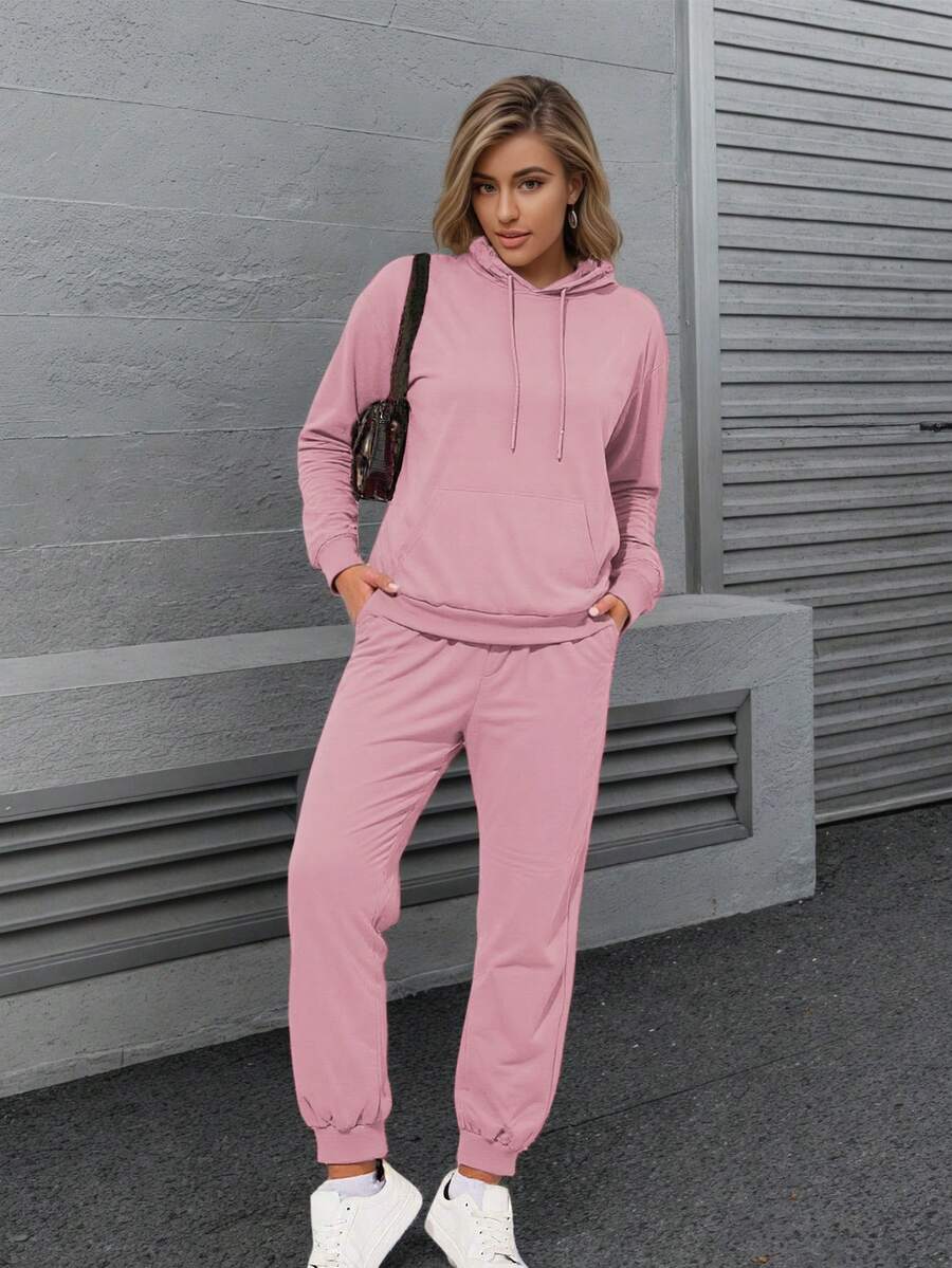 Conjunto  deportivo de pants con sudader de manga larga con cordones con abertura en la parte de adelante. - Rosa Pálido - Ver 1