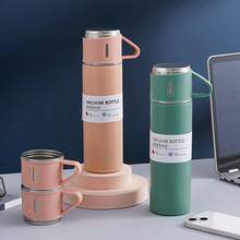 1 Stück 500ml/16,9oz Edelstahl Vakuumisolierte Wasserflasche Set (inklusive 2 zusätzliche Deckel) - Thermoisoliert, geeignet für heiße & kalte Getränke, ideal für Büro und Schule