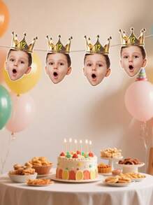 LICVIC 定制照片和年龄生日装饰，个性化生日帽装饰，定制生日快乐横幅，可定制图片横幅拉旗，生日礼物，派对旗帜，周年纪念，毕业庆祝，各种派对，男士，女士，朋友，客厅，卧室，装饰 - 風格A - 查看 4